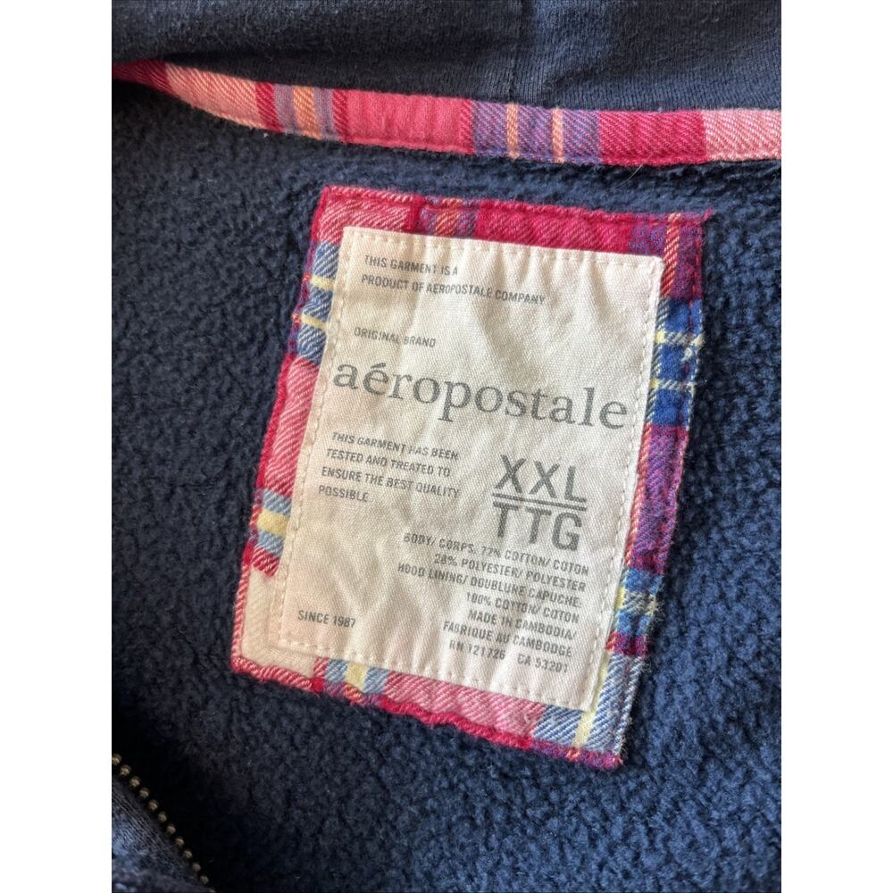 Aeropostale Hoodie XXL Sweatshirt Blue Womens Full Zip Spellout Glitter Y2K 90s - Picture 7 of 9
